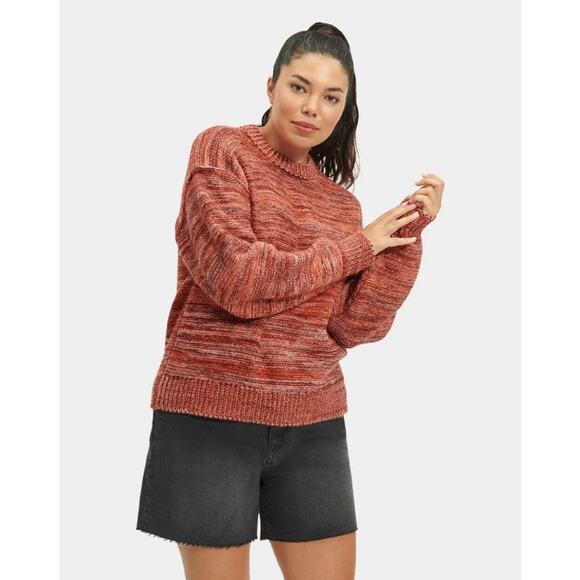 UGG RTW Avianna Striped Orange Recycled Knit Sweater Small - Picture 1 of 7